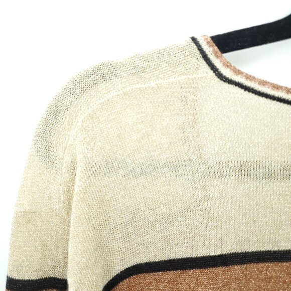 Free People Gold Dust Colorblock V-Neck Shimmer/Metallic Relaxed Fit Sweater XS - Picture 11 of 16